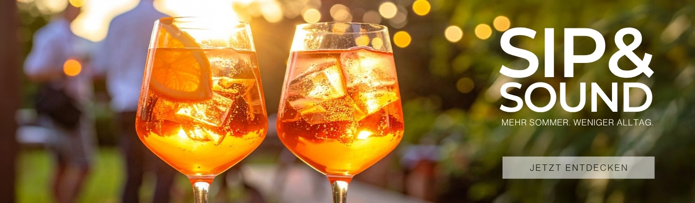 Afterwork Event Sip & Sound im Hotel Central Hof mit Drinks im Sonnenuntergang